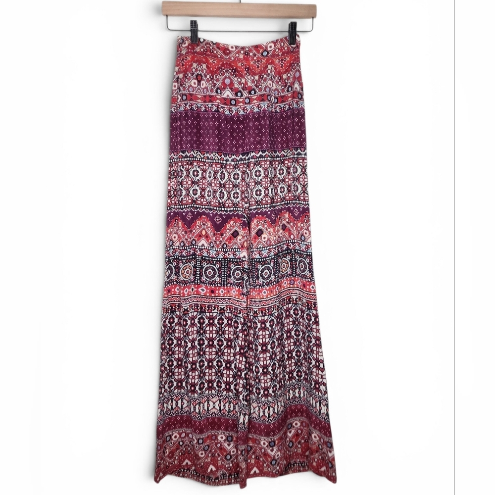 Tigerlily Australia Wide Leg Silk Print Pants in Red Size 2